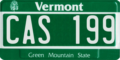 VT license plate CAS199