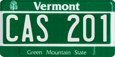 VT license plate CAS201