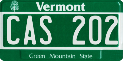 VT license plate CAS202
