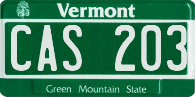 VT license plate CAS203