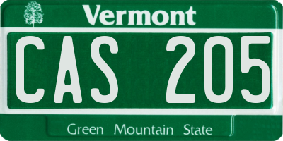 VT license plate CAS205