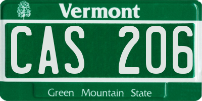 VT license plate CAS206