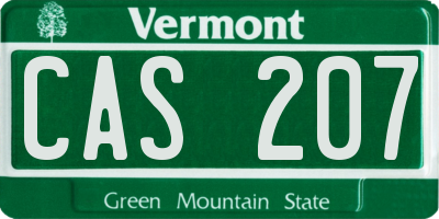 VT license plate CAS207