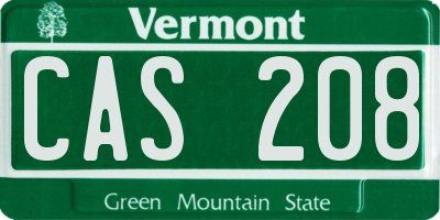 VT license plate CAS208