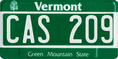 VT license plate CAS209