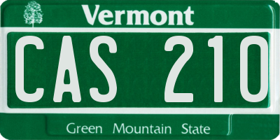 VT license plate CAS210