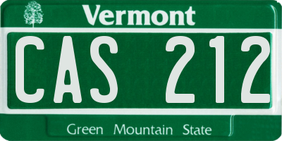 VT license plate CAS212