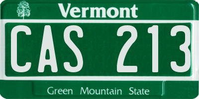 VT license plate CAS213