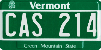 VT license plate CAS214