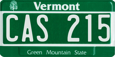 VT license plate CAS215