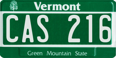 VT license plate CAS216