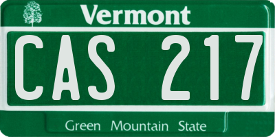 VT license plate CAS217