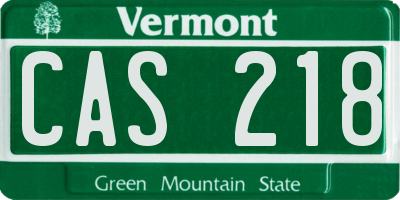 VT license plate CAS218