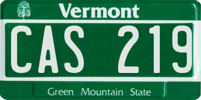 VT license plate CAS219