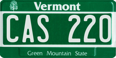 VT license plate CAS220
