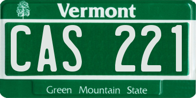 VT license plate CAS221