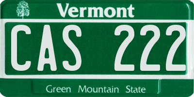 VT license plate CAS222
