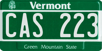 VT license plate CAS223