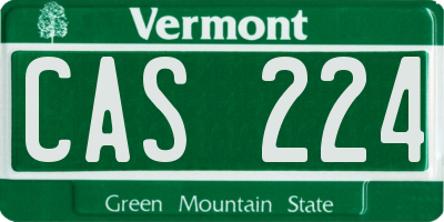 VT license plate CAS224