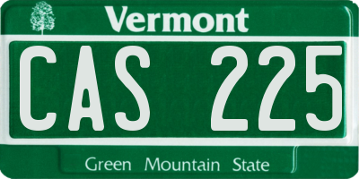 VT license plate CAS225