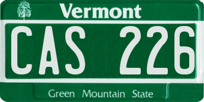 VT license plate CAS226
