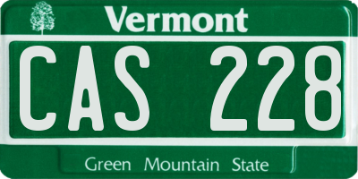 VT license plate CAS228