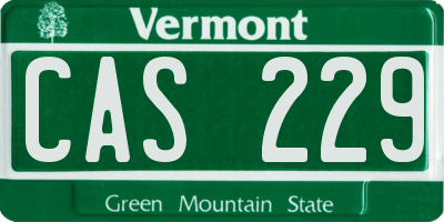 VT license plate CAS229