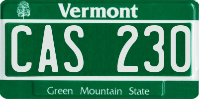 VT license plate CAS230