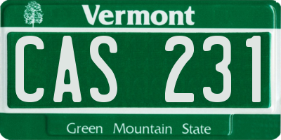 VT license plate CAS231