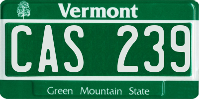 VT license plate CAS239
