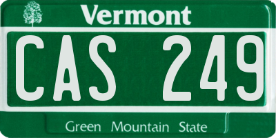 VT license plate CAS249