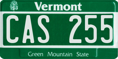 VT license plate CAS255