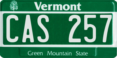 VT license plate CAS257