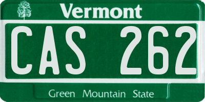 VT license plate CAS262