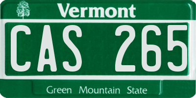 VT license plate CAS265