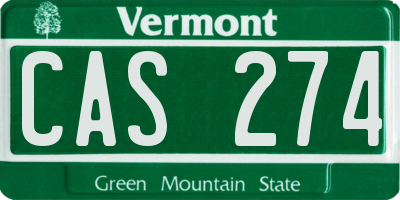 VT license plate CAS274