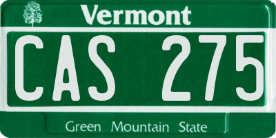 VT license plate CAS275