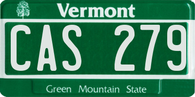 VT license plate CAS279