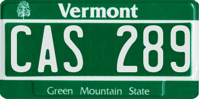 VT license plate CAS289