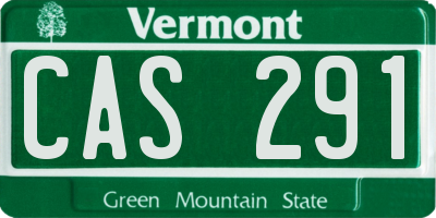 VT license plate CAS291