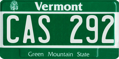 VT license plate CAS292