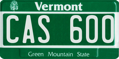 VT license plate CAS600