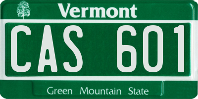 VT license plate CAS601