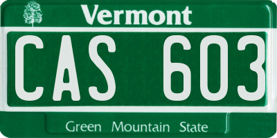 VT license plate CAS603