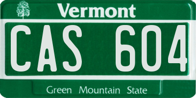 VT license plate CAS604