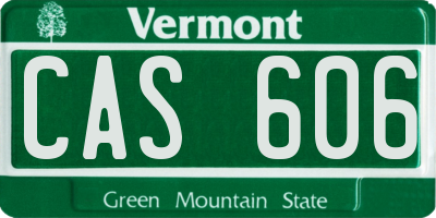 VT license plate CAS606