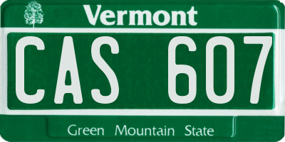 VT license plate CAS607