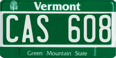 VT license plate CAS608