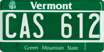 VT license plate CAS612