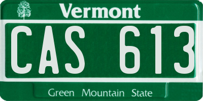 VT license plate CAS613